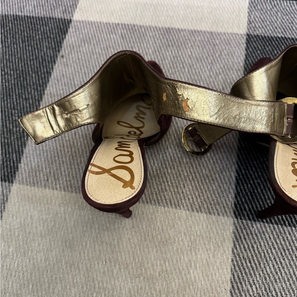 💚 Sam Edelman Burgundy Suede Heels - 8.5 - see flaw price reflects - Picture 7 of 12